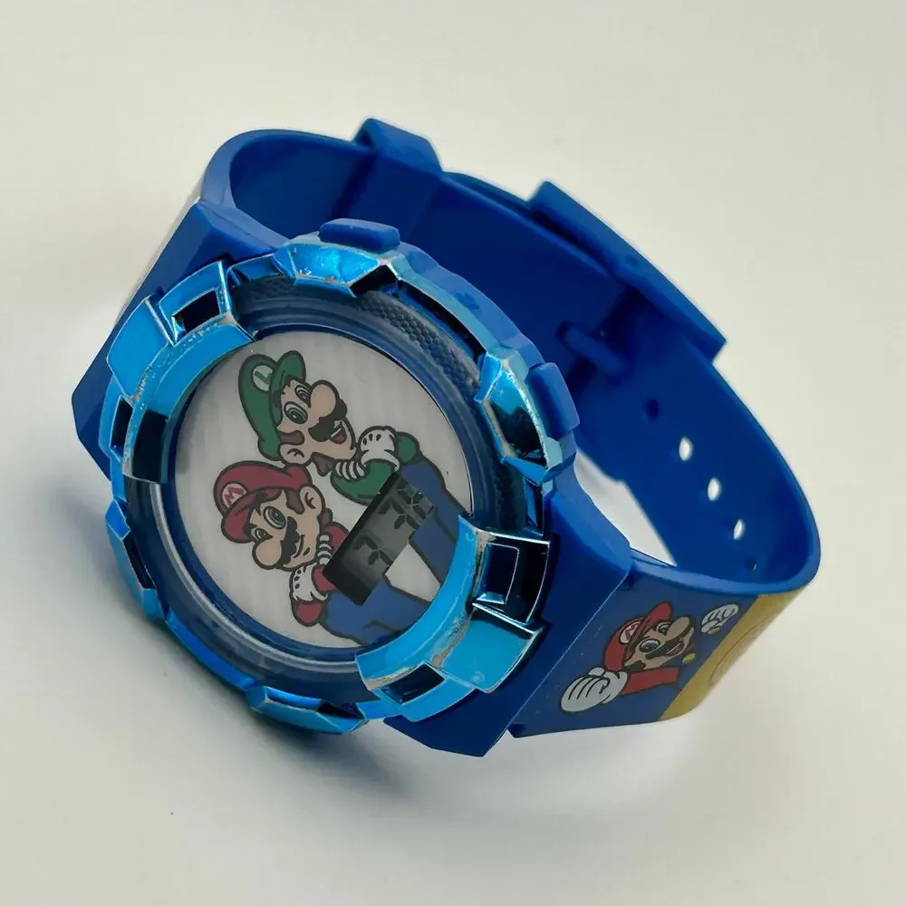 Accutime Super Mario Digital Watch Blue Bezel Working New Battery